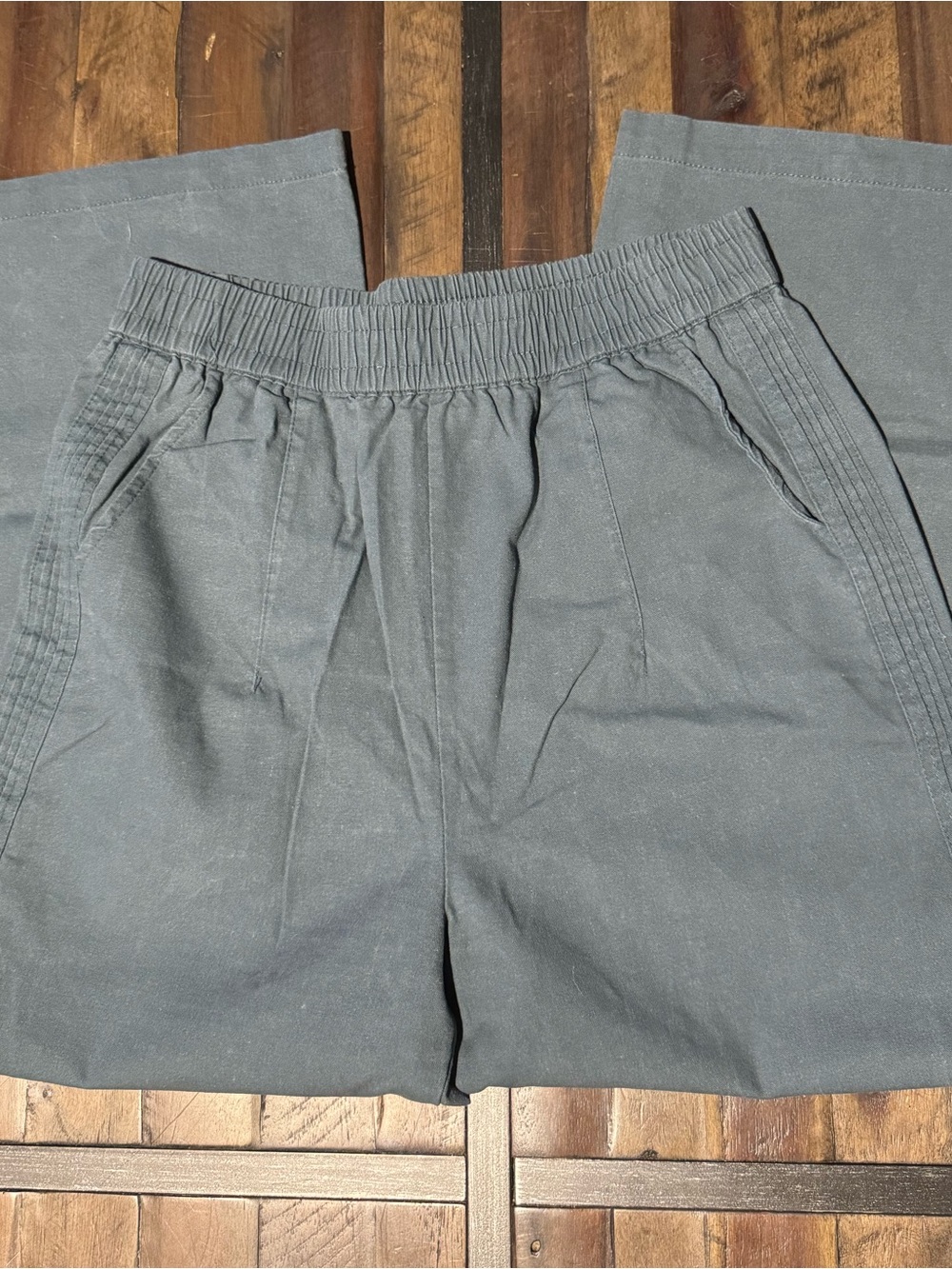 Large Elastic Waist slate blue trousers